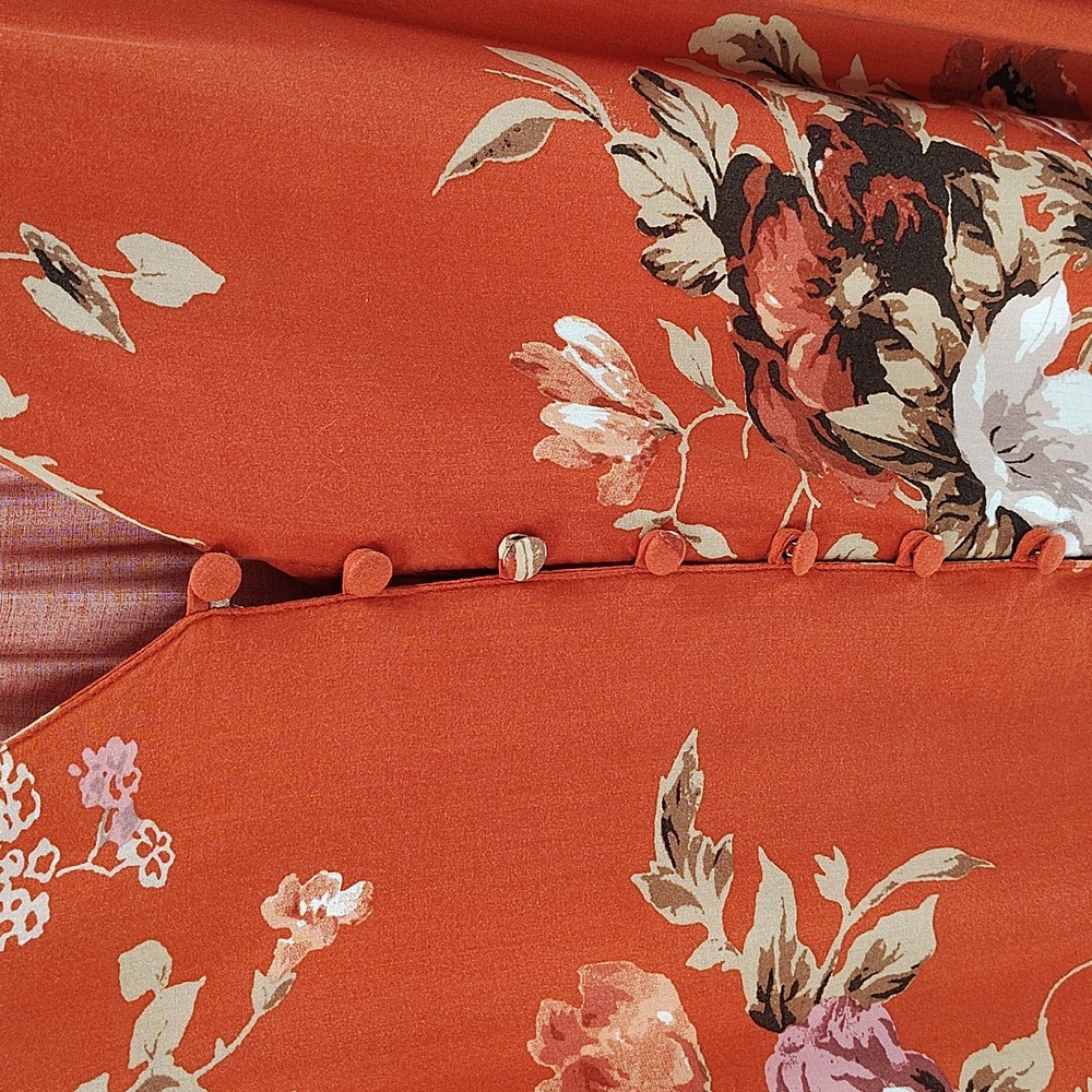 Torrid Harper Blouse Size 3X Dark Coral Floral 3/4 Sleeve Button Down - Picture 6 of 10